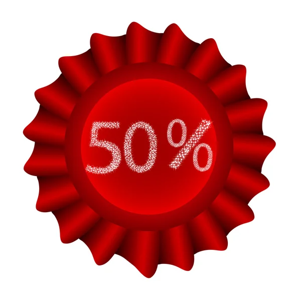 Červený štítek-50 procent — Stockový vektor