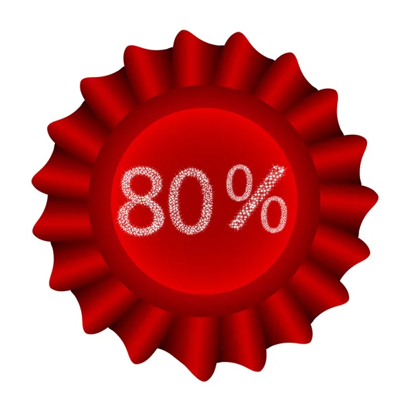 Röd etikett-80 procent — Stock vektor
