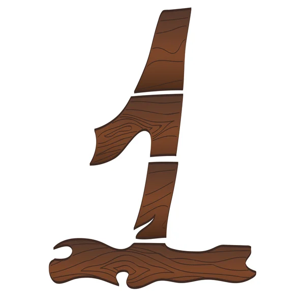 Holz Zahlen 1 — Stockvektor