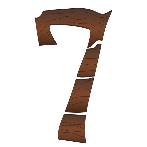 Wood Numbers 7 — Stock Vector