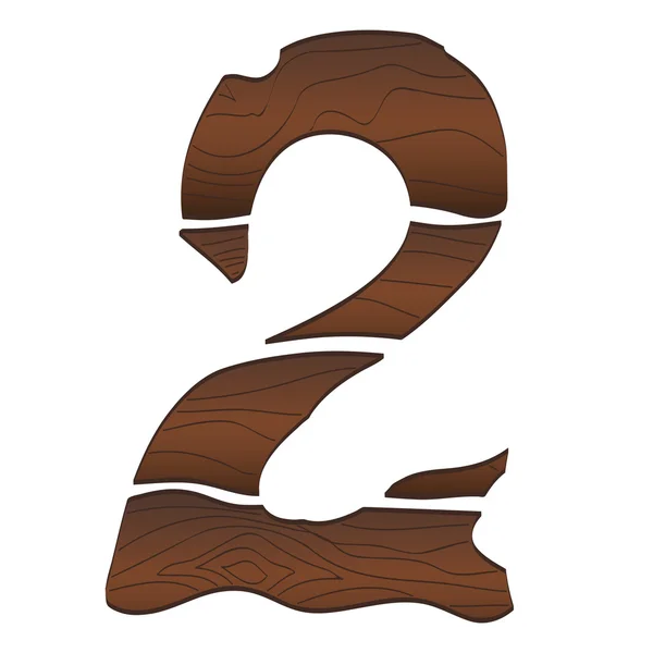 Wood Numbers 2 — Stock Vector
