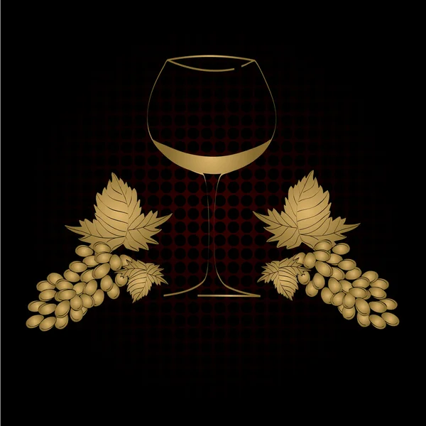Verre à vin avec raisins — Image vectorielle