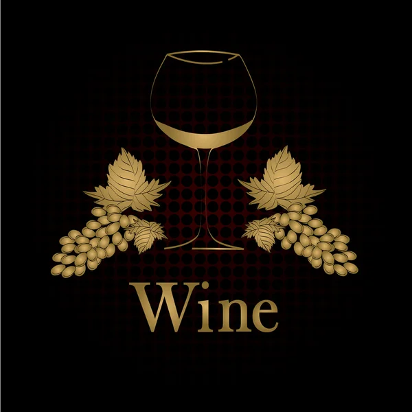Bicchiere di vino con uva — Vettoriale Stock
