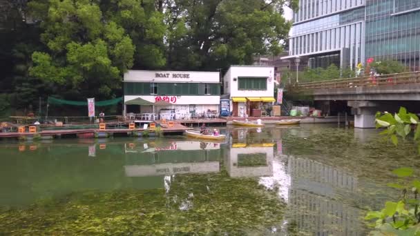 Tokyo Japan September 2019 Pan Video Benkeibashi Boat Pier Där — Stockvideo