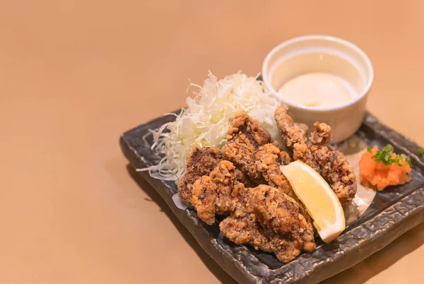 Japanese Fish Dish Battered Marinated Fried Whale Made Adding Potato — Zdjęcie stockowe