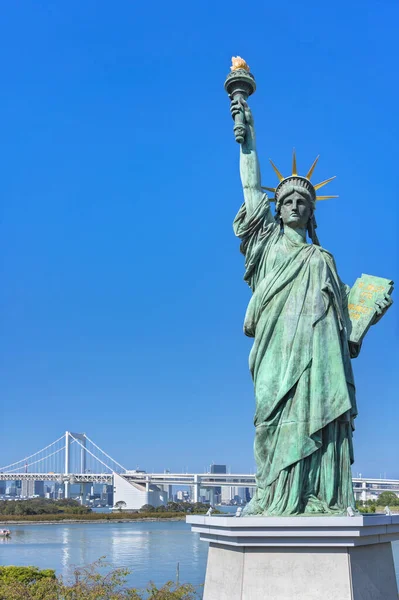 Tokyo Japon Octobre 2021 Réplique Statue Liberté Qui Été Offerte — Photo