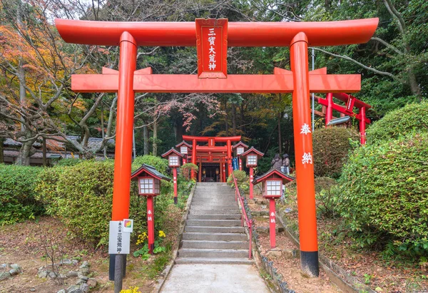 Kyushu Japan December 2021 Succession Vermillion Shinto Torii Gates Wooden — Φωτογραφία Αρχείου