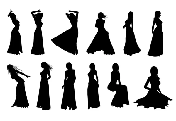 Silhouette elegant woman — Stock Photo, Image