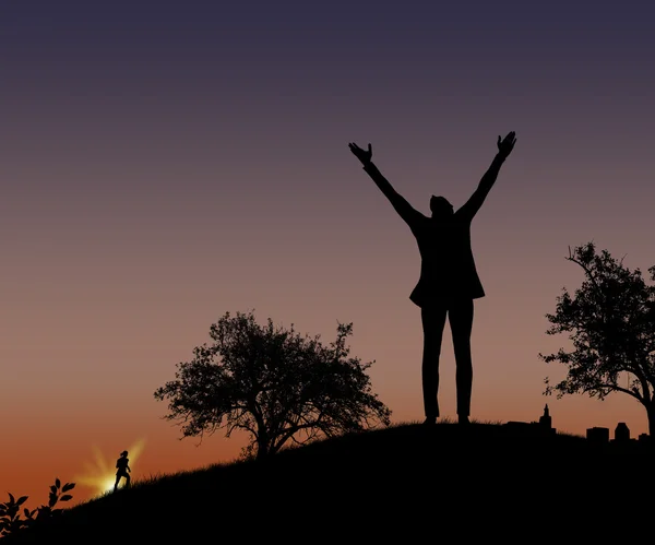 Tepedeki adam siluet