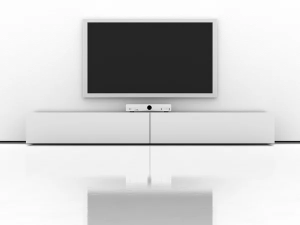 Interiör whit TV — Stockfoto