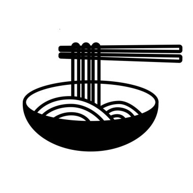 Beyaz arkaplan vektöründe siyah ramen simgesi
