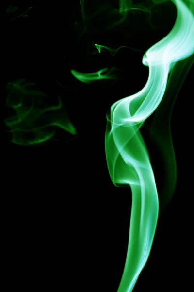 Green Smoke Black Background — Stock Photo, Image