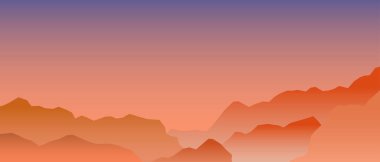 Turuncu dağ manzarasının bir tasviri