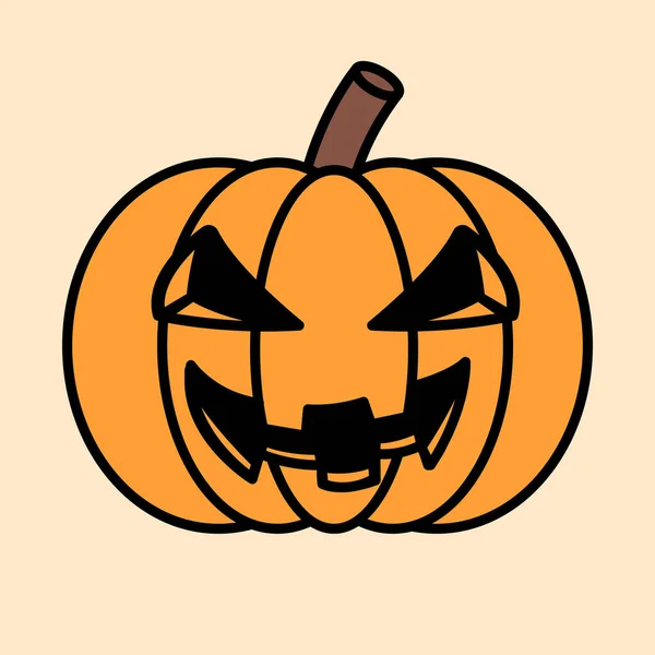 Illustration Ondskans Ansikte Pumpa Till Halloween — Stock vektor