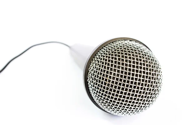 Microphone with black wire isolated on white — Stock Photo, Image