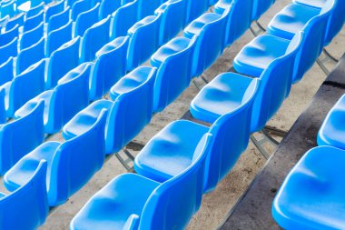 boş koyu mavi sandalye Futbol Stadyumu 