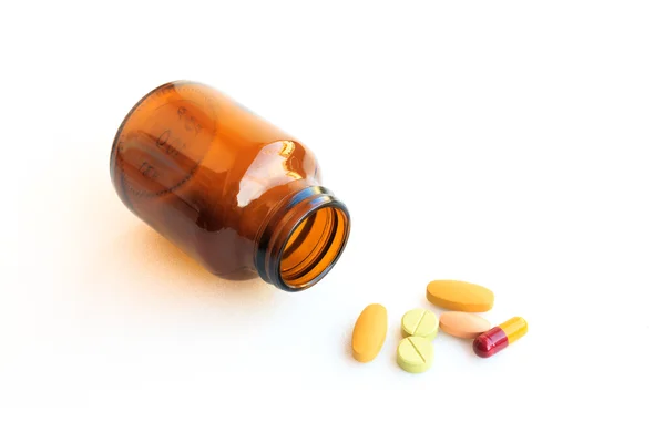Pillole in blister isolate su sfondo bianco Fotografia Stock