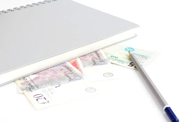 Notebook sur l'argent concept d'entreprise isolé sur blanc — Photo