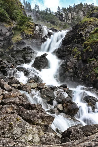 Wild river between mountains in Norway. 