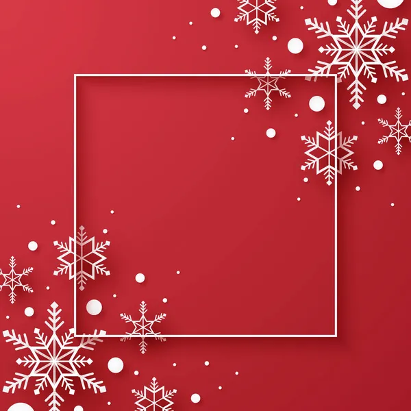 Buon Natale Fiocchi Neve Nevicate Con Spazio Vuoto Cornice Stile — Vettoriale Stock