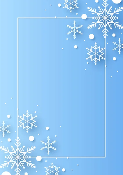 God Jul Med Rektangel Ram Och Snöflingor Hörnet Papper Klippt — Stock vektor