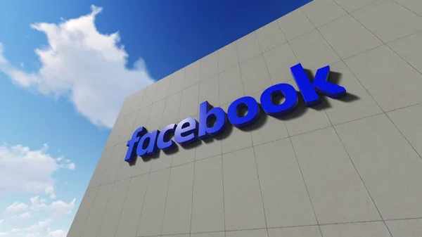 Facebook Logo Der Wand Nur Redaktionelle Nutzung Rendering — Stockfoto