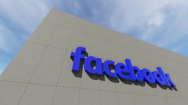 Logotipo Facebook Parede Apenas Uso Editorial Animação Lapso Tempo — Vídeo de Stock