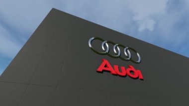 Duvarda Audi logosu, sadece editör kullanımı, 3 boyutlu animasyon, zaman ayarlı