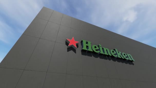 Heineken Logotyp Väggen Endast Redaktionell Användning Animation Time Lapse — Stockvideo