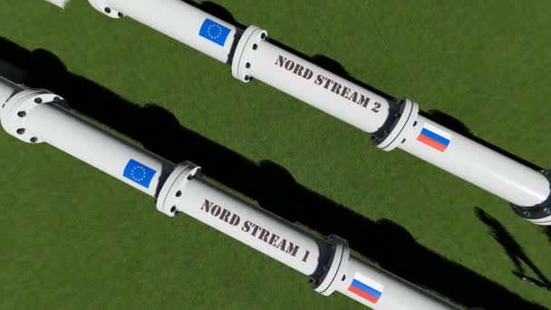 Gasoduto Com Bandeiras Rússia — Vídeo de Stock