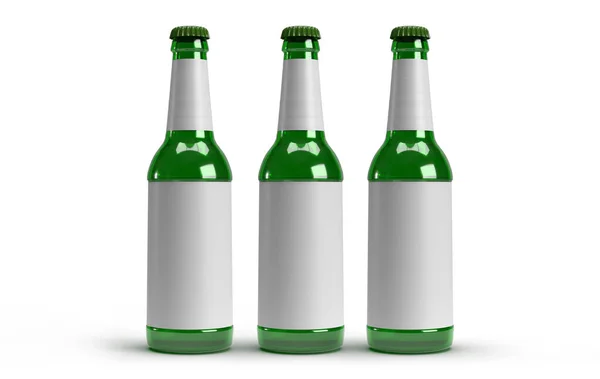 Boom Bier Flessen Geïsoleerd Witte Achtergrond Rendering — Stockfoto