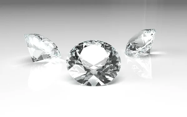 Diamantes Fondo Blanco Representación —  Fotos de Stock