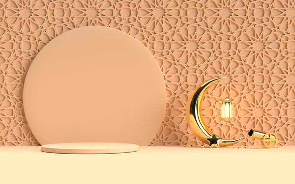 Islamic Ramadan Lantern Half Moon Rendering — Foto Stock