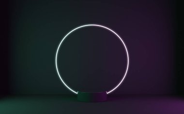 Neon ışıklı 3B görüntülü podyum