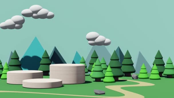 Podium Kids Products Forest Mountains Clouds — Stok video