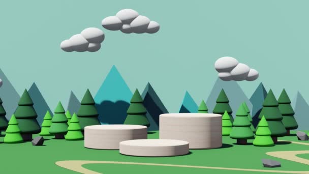 Podium Kids Products Forest Mountains Clouds — Stok video