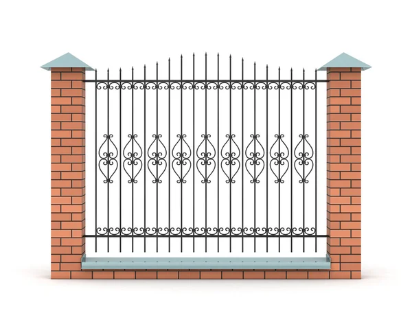 Elemento della recinzione con la griglia forgiata — Foto Stock