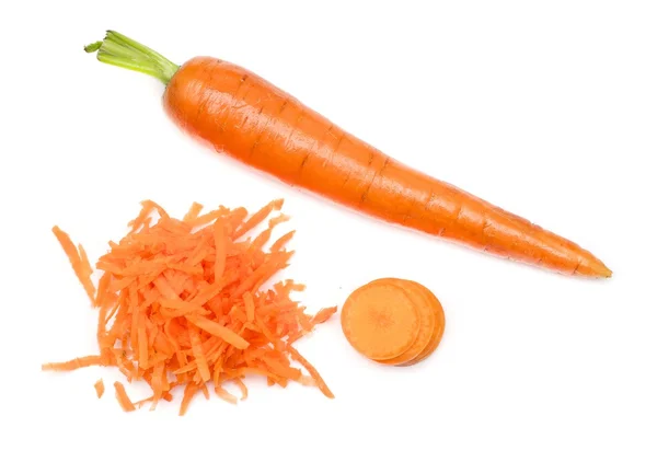 Carrot with sliced and grated pieces — Stock Photo, Image