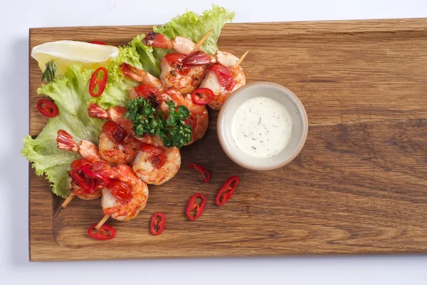 Fried shrimps with sauce — Stock Photo, Image