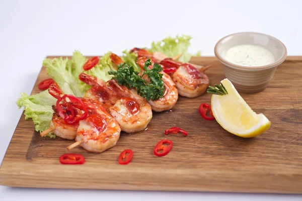 Fried shrimps with sauce — Stock Photo, Image