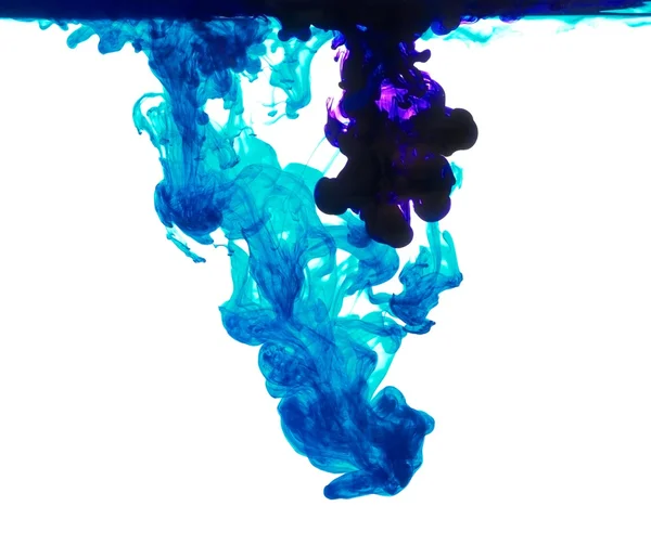 Blue and purple  inks in water — Stock Photo, Image