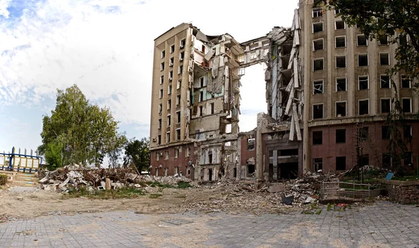 Die Folgen Des Russischen Bombardements Der Stadt Mykolaiw Zerstörte Häuser — Stockfoto