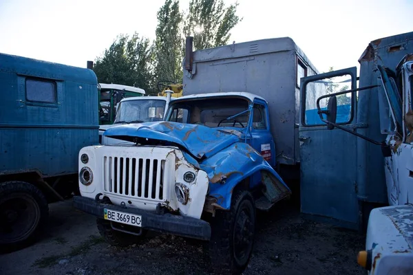 Las Consecuencias Del Bombardeo Ruso Ciudad Mykolaiv Casas Destruidas Coches — Foto de Stock