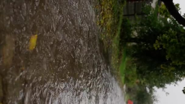 Agua Fluye Salpica Después Una Fuerte Lluvia Una Sobreabundancia Agua — Vídeos de Stock