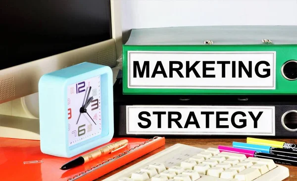 Marketing Strategy Inscription Business Planning Folders Achieving Competitive Advantage Searching —  Fotos de Stock