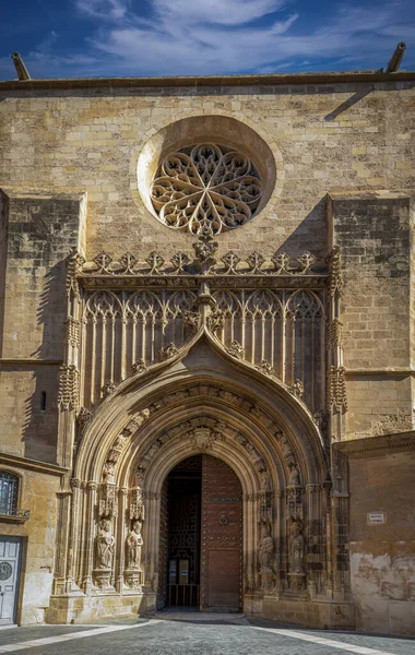 Готический Боковой Фасад Собора Санта Мара Мурсия Испании Названием Пуэрта — стоковое фото