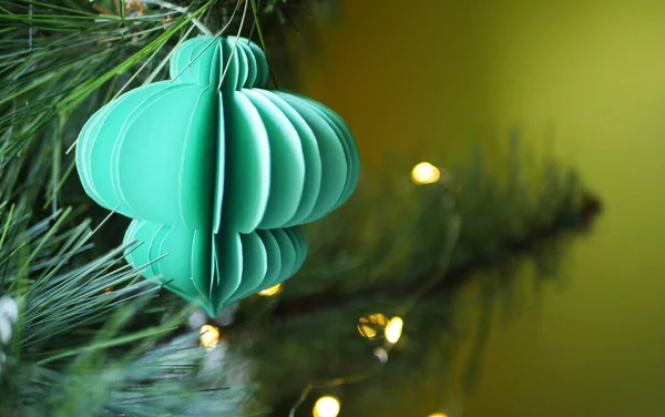 Paper Ornaments Hanging Fir Tree Christmas Celebration Zero Waste Decoration — Stock Photo, Image