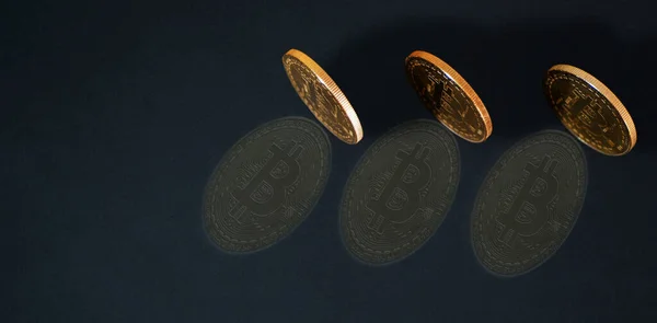 Bitcoin Banner Konzept Zum Austausch Von Kryptowährungen Zukunft Der Wirtschaft — Stockfoto