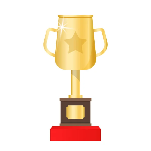 Złote puchar trofeum, pierwsze miejsce, wektor płaska ikona — Wektor stockowy