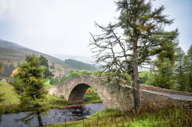 İskoçya 'nın Cairngorms Dağlarındaki Gairnshiel Taş Köprüsü